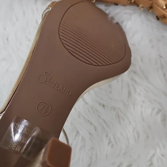 Bundle-Gold Strapless Party Dress with Scarf & Heels - Picture 6 of 14